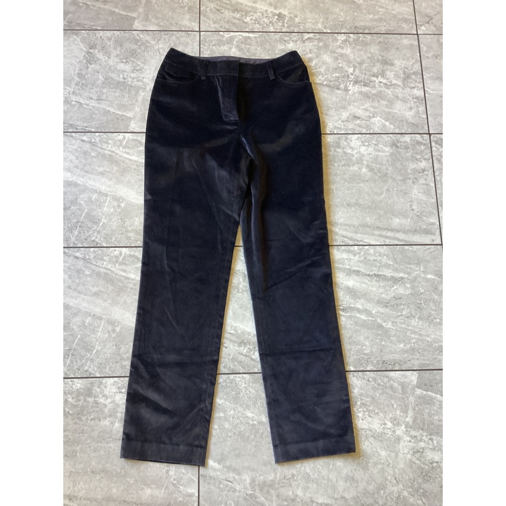 Carlisle Womens Velvet Straight Leg Trousers Charcoal Grey Size 2 Stretch Cotton
